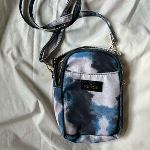 Kedzie Blue and Black Tie-Dye Mini Crossbody Bag Groovy Hippie Modern